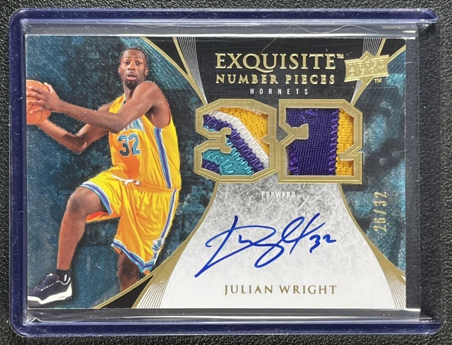 JULIAN WRIGHT 2007-08 UPPER DECK EXQUISITE ROOKIE NUMBER PIECES PATCH AUTO 26/32
