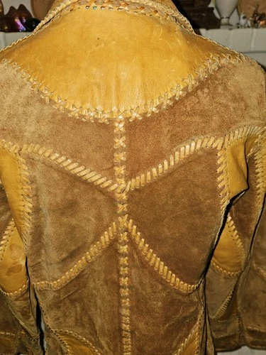 70's Hand~Made Leather Patchwork Rockn' Roll Jacket Vintage Hippie Boho 36"- 38" image 6