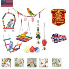 Interactive Bird Playset: 11 Hammock  Ladder Toys for Active Birds of All Sizes