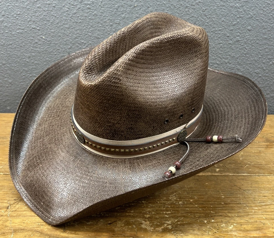 Sombrero Western Charlie 1 Caballo 7 1/8 20xxxShantung Panamá Paja Marrón Foto 4 de 4