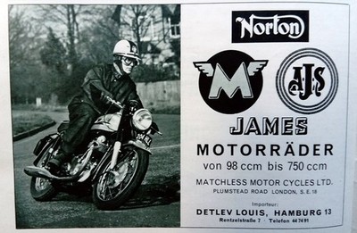 Norton AJS Matchless Motorräder,  originale Werbung aus 1964