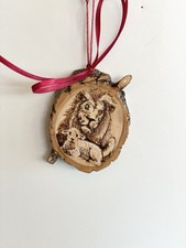 Hand Made Christmas Ornaments Woodburned Live Edged Wood Rounds OOAK