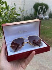 Vintage Authentic Cartier Santos Sunglasses size 56- 16/ 135b Brown Lens