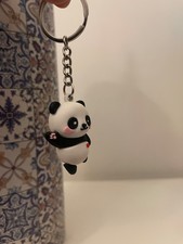 Kawaii Waving Panda Keychain 3D Cute Animal Keyring for Bags  Keys Gift