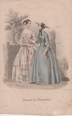 Original-Modedruck aus: Journal des Demoiselles, 13e année, [Zweites Rokoko]. No