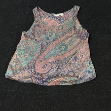 VTG Victoria's Secret 100 Silk Paisley Camisole Tank Top Boho 90s L Lingerie