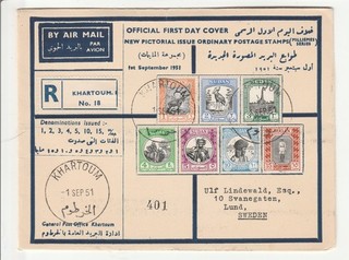 Sudan Registered Air FDC To: Sweden "Khartoum 1 SEP 51"