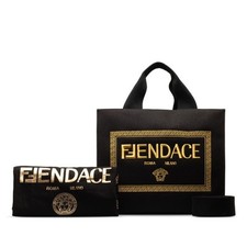 FENDACE La Medusa Tote Bag Shoulder 8BH395 Black Canvas Women's FENDI GZl12hxx