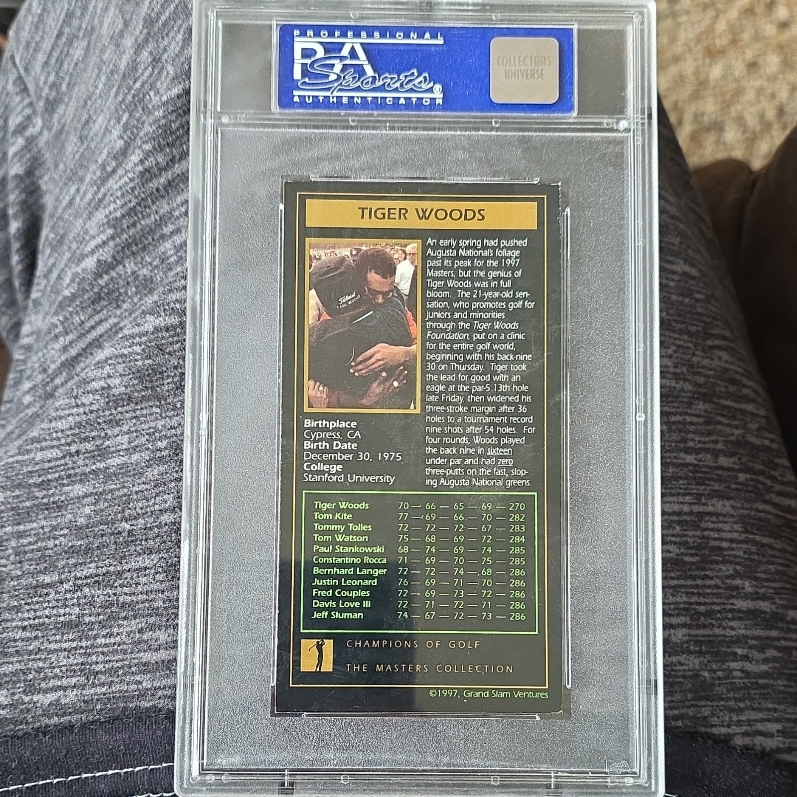 Grand Slam Ventures Champions of Golf Tiger Woods #1997 Rookie Base 1997 PSA 7 view 3
