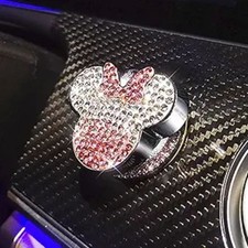 Cute Push to Start Button Cover Accessories, Bling Crystal Car Engine Pink