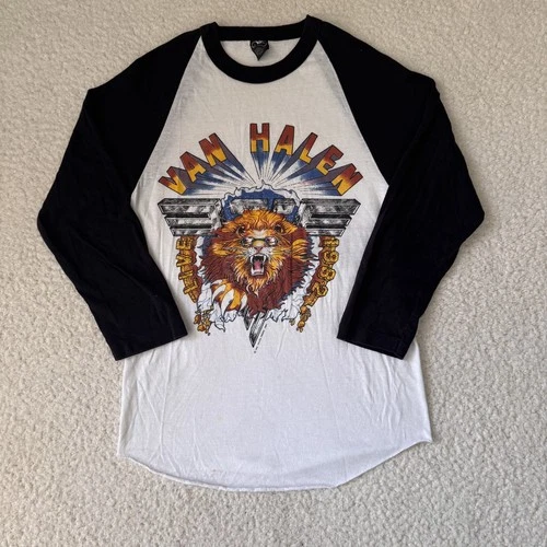 Vtg 1982 Van Halen Diver Down Tour Raglan T-shirt Concert Ba 1980s vintage concert t-shirt, vintage, single stitch, B+ condition