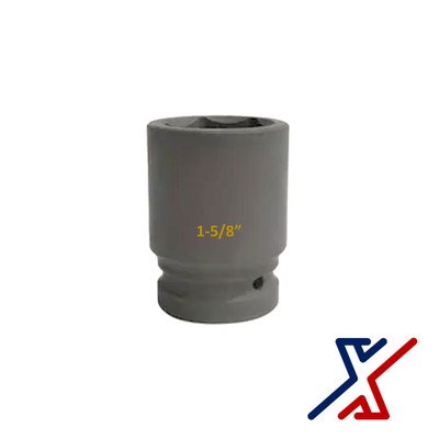 1-5/8'' x 1'' Drive, 6 Point Deep Impact Socket, Spindle Axle Nut by X1 Tools