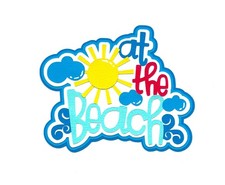 PREMADE SCRAPBOOK PAPER PIECING-FOR LAYOUT-LAKE-OCEAN-TITLE-AT THE BEACH