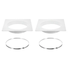 2Pack 10" Duct Connector Flange Dryer Vent Wall Square to Round with Clamp White