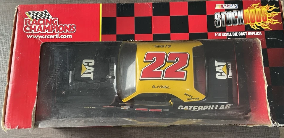 Coche fundido a presión Racing Champions Ward Burton 1:18 #22 Caterpillar 1970 Challenger Foto 2 de 3