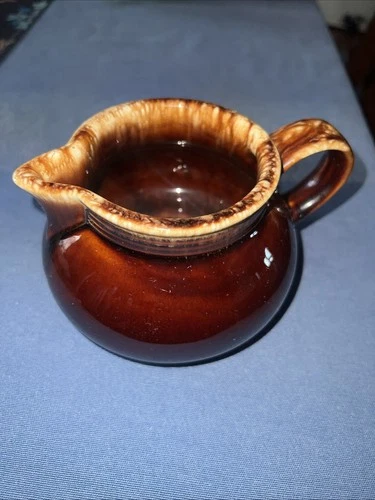Vintage Hull Pottery Brown Drip  Pitcher Oven Proof USA  3 1/2" Tall Mint