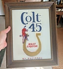 Vintage 1970s Colt 45 Beer Mirror Sign National Brewing Baltimore 14"x11" Framed