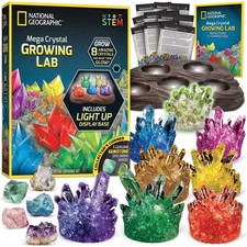 NATIONAL GEOGRAPHIC Mega Crystal Growing Kit for Kids- Grow 8 Crystals with L...