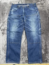 Vintage Key Jeans Mens 36x32  Blue Denim Double Knee Logger Carpenter Distressed