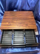 Vintage Faux Wood Grain 36 Count Cassette Tape Cabinet Holder Drawer Organizer