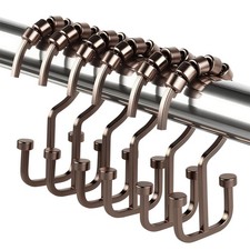 BBV Shower Curtain Hooks Rings, 12 Pcs Rust Resistant Metal Double Glide Shower