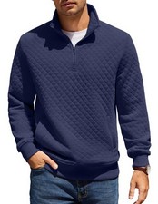 Mens Quarter Zip Pullover Sweatshirt Casual Mock Neck Sweater 2026