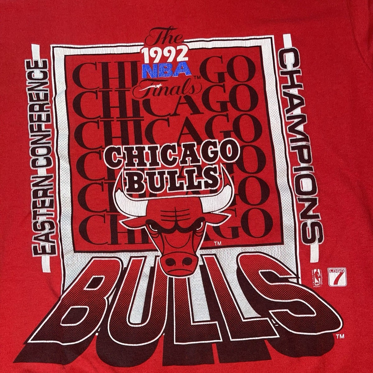 Vintage 90s Chicago Bulls NBA Champions 1992 Mens L T-Shirt Logo 7