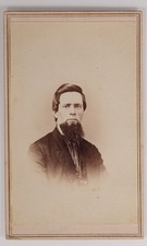 Antique CDV Handsome Bearded Man in Patterned Shirt Suit Portrait Unmarked