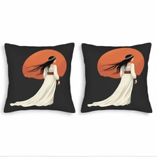 Set of 2 18x18in Throw Pillow Covers - Elegant Floral Design with Sunset 