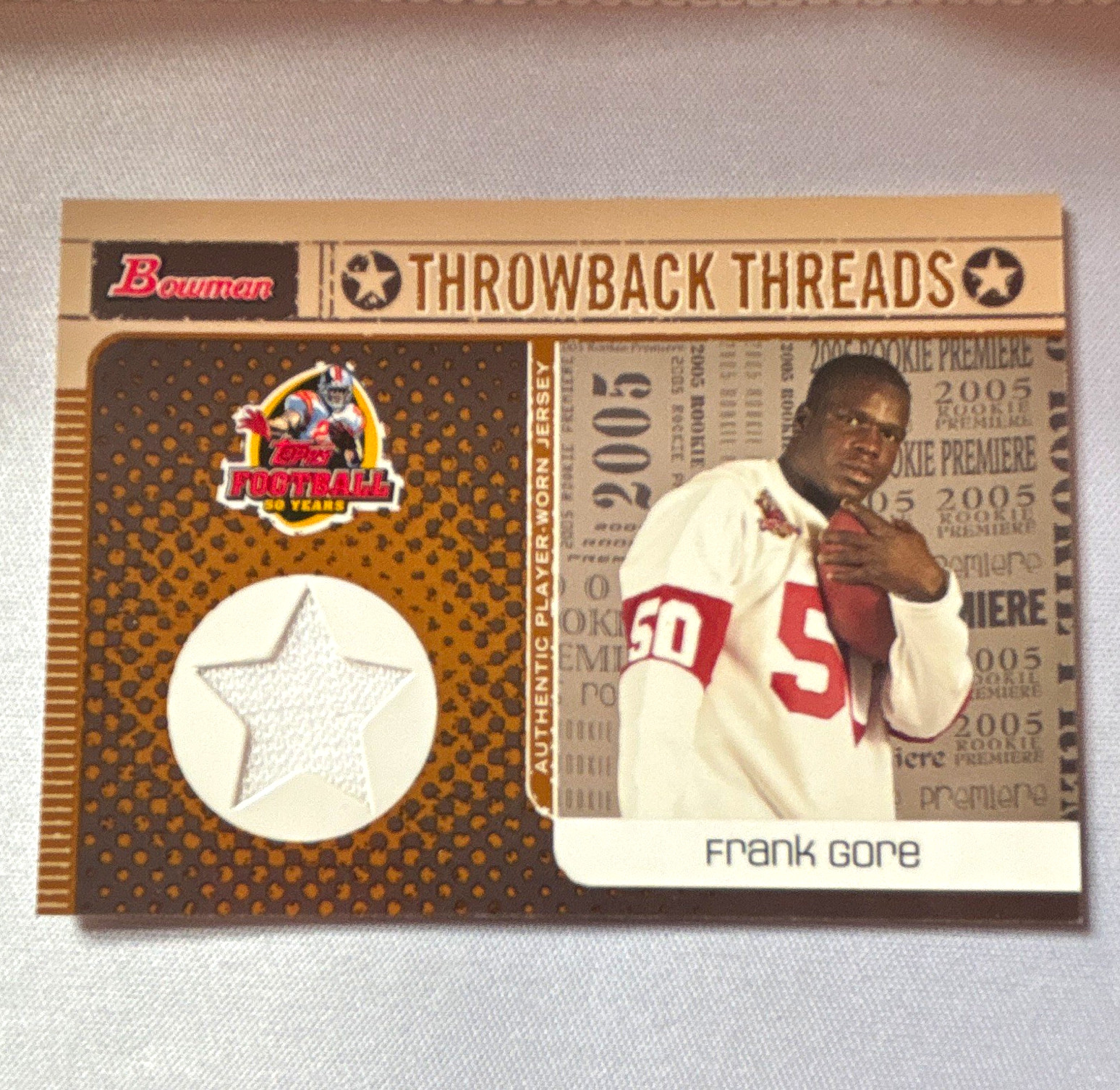 Frank Gore #BRT-FG 2005 Bowman Football Throwback Threads