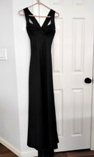 Onyx Nite satin long gown/formal dress mermaid back crossed straps lined Black 6