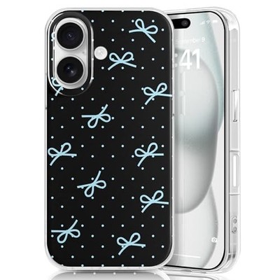 Cute Polka Dot Bow Design Slim Hard PC Case for iPhone 17 - Polka Bow Night