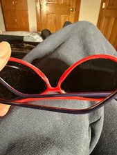 Vintage Opti-Ray Aviator Ski Sunglasses 1970s Red Black Cream Made in Japan