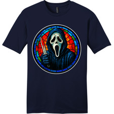 NEW Art Society STAINED GLASS GHOSTFACE NEW NAVY Tee Shirt S-4XLARGE MADE IN USA