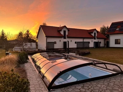 Gfk Schwimmbecken Überdachung 7 Poolhalle,Poolabdeckung 740x345x85 HERSTELLER - Bild 1 von 4