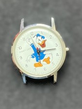 Reloj de personaje vintage raro Donal Duck pieza de coleccionista años 80 defecto manitas