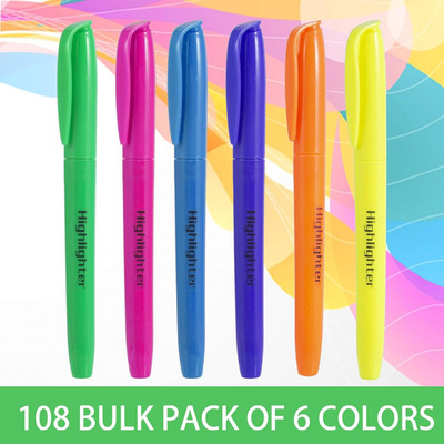 108 Pack Highlighters Bulk，Colorful Transparent Highlighter Cases，Multicolor ...