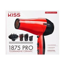 KISS Red Tourmaline Ceramic Hair Dryer with 4 Additional Attachments, 1875 WATTS