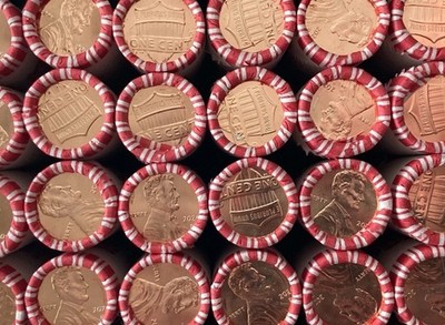 2024 D Lincoln Shield Pennies Box, $25 face, 50 rolls of Unsearched BU coins
