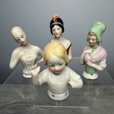 Lot 4 Vintage Antique Early 1900's German Porcelain Half Dolls for Pin Cushion