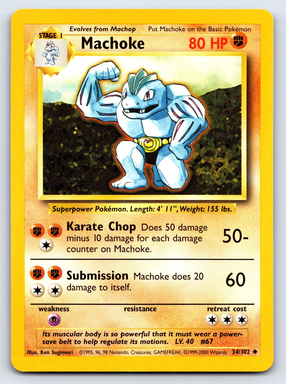 Machoke Uncommon Base Set 034/102 NM