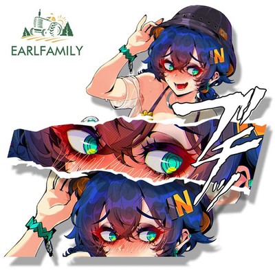 EARLFAMILY Ahegao Belle Bikini Fanart Car Sticker Hot Game Sketch Waifu Decal