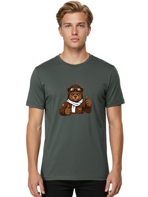 Flying-Bear Mens Graphic Tee, 100% Cotton, Casual Summer Wear