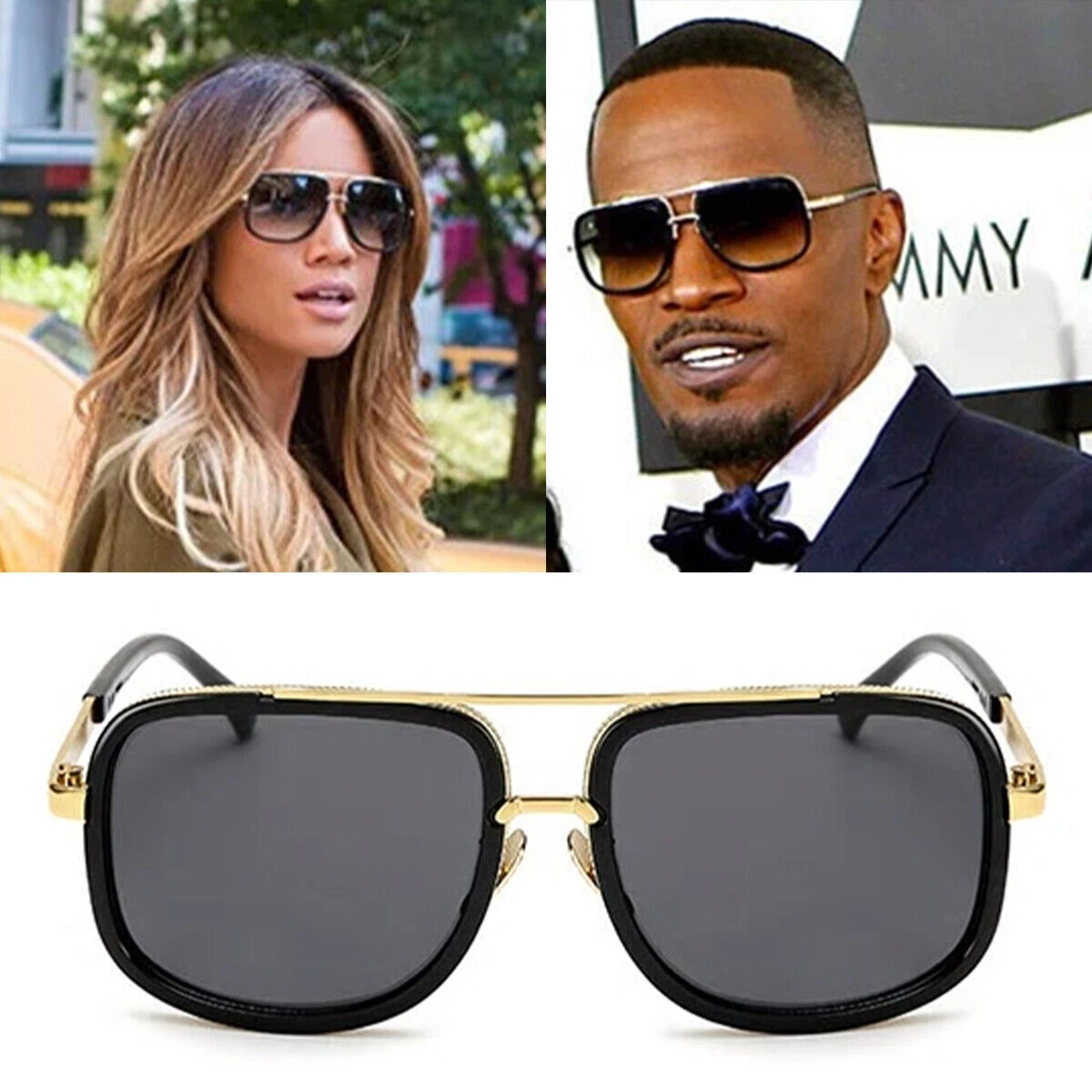 Classic Black & Gold Aviator Sunglasses by Louis Vuitton