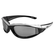 Global Vision Eyewear Hawkeye Padded Motorcycle Sunglasses Black-Silver Frame