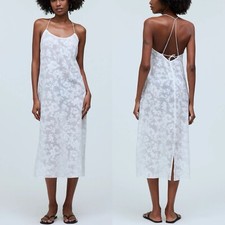 MADEWELL Cover-Up Women XS Floral Halter Midi Dress NEW Sheer Ivory NP247