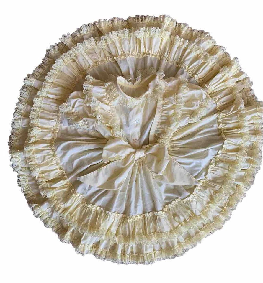 Vestido de fiesta vintage para niñas Betty Oden amarillo con volantes completos círculo talla 5 concurso Foto 2 de 4