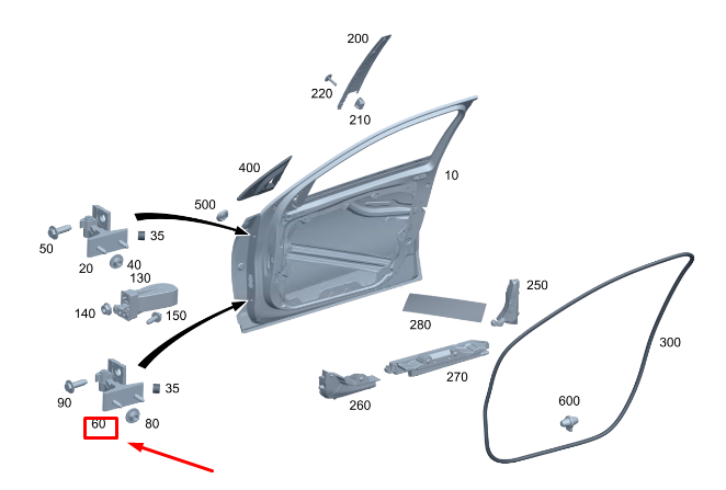 Neu MERCEDES-BENZ C S206 Türscharnier vorne rechts unten A2067202600 Original