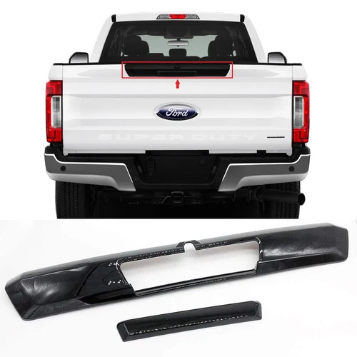 For 2017-2020 Ford F250 F350 GLOSS BLACK Tailgate Handle Cover Overlay W/ Camera