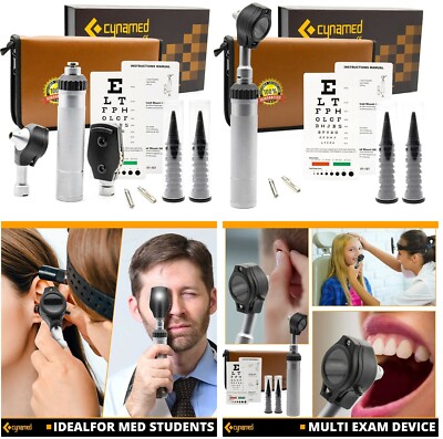 Cynamed Fiber-Optic LED Long Neck Otoscope/Ophthalmoscope -Medical School kit -